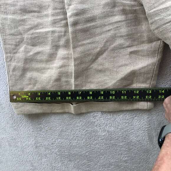 Ruff Hewn Mens Shorts Size 36W Beige 100% Linen Pleated Cuffed Casual Chino - Picture 6 of 12